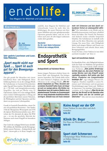 Endoprothetik und Sport - endogap Klinik für Gelenkersatz