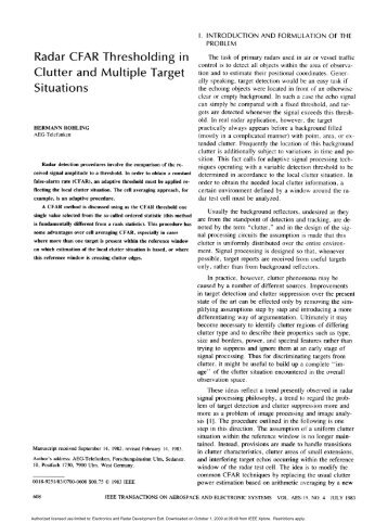 Radar CFAR Thresholding in Clutter and Multiple Target