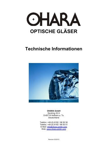 OPTISCHE GLÄSER - Technische Informationen - OHARA GmbH