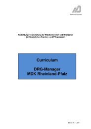 Curriculum DRG-Manager MDK Rheinland-Pfalz - des MDK ...