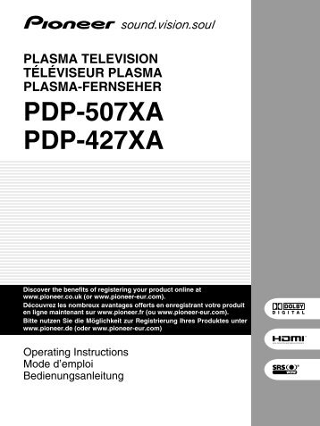 PDP-507XA PDP-427XA - Pioneer Europe - Service and Parts ...