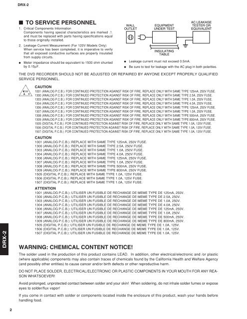 service manual dvd recorder drx-2