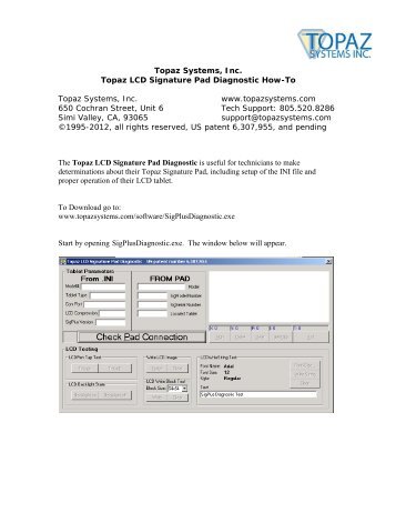 Topaz Systems, Inc. Topaz LCD Signature Pad Diagnostic How-To ...