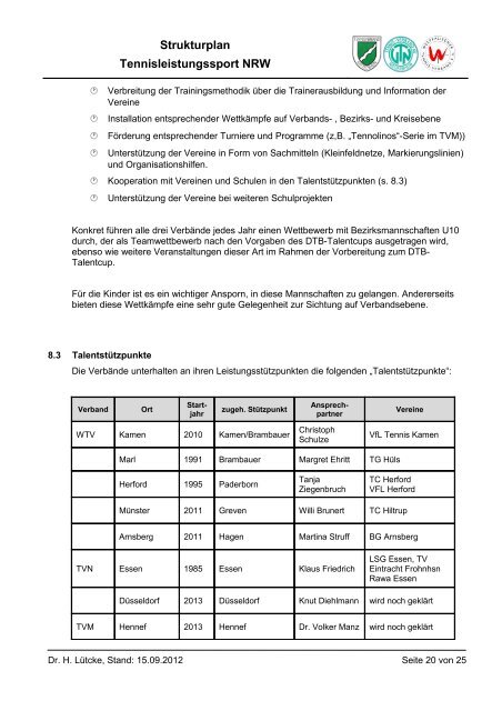 Strukturplan Tennisleistungssport NRW - Tennis-Verband ...