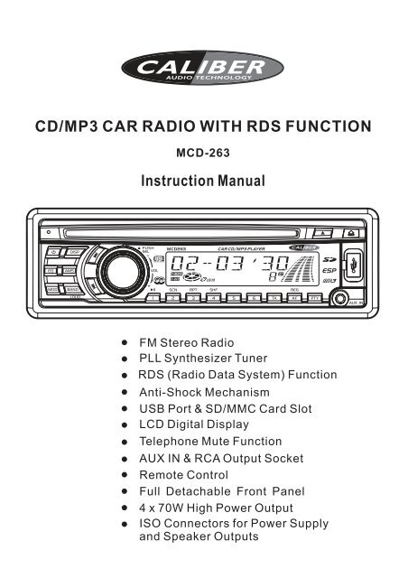 CD/MP3 CAR RADIO WITH RDS FUNCTION ... - Caliber Europe