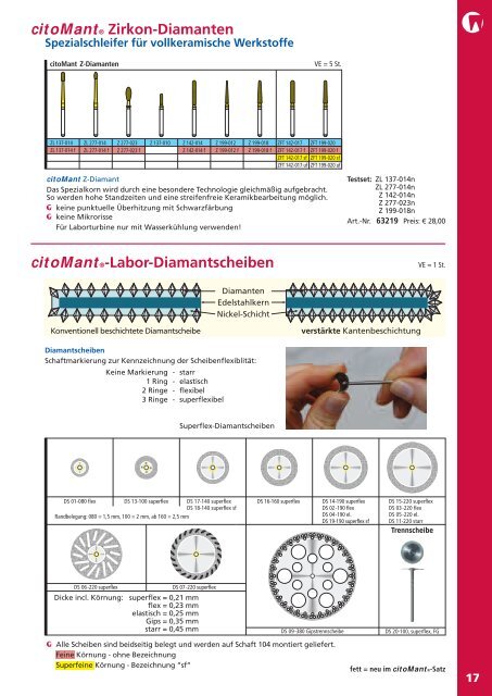 citoMant®-Labor-Fräser (Schaft 104, Ø 2,35 mm) - MDS-Dental