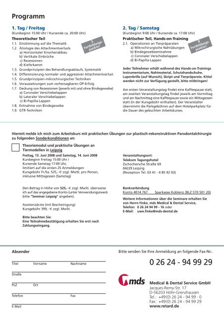 Plastisch-rekonstruktive Parodontalchirurgie in der ... - MDS-Dental