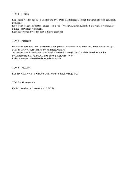 Protokoll zur Sitzung des FSR Geoinformation vom 18. Oktober 2011