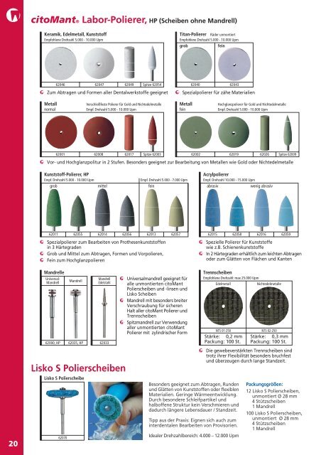 Schleifer-Sortiment aus dem Katalog - MDS-Dental