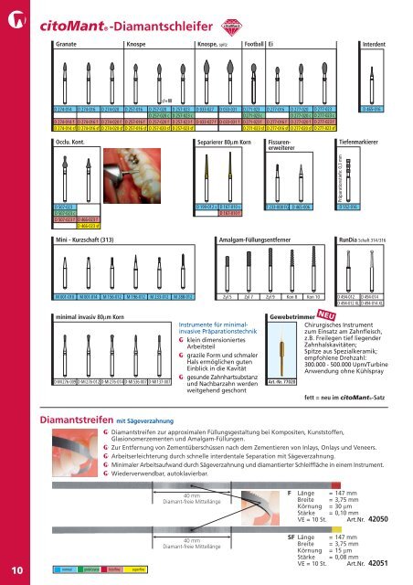 Schleifer-Sortiment aus dem Katalog - MDS-Dental