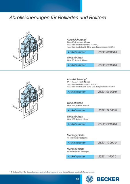 Rohrantriebe und mechanisches Zubehör - BECKER Antriebe ...