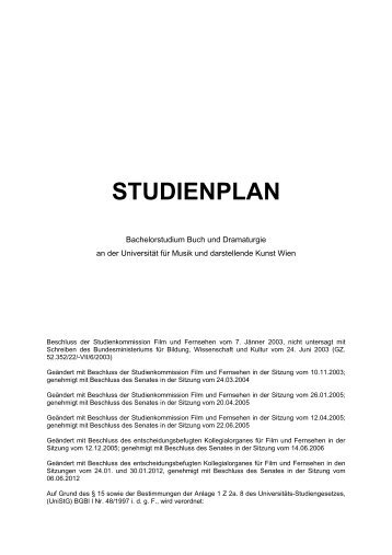 STUDIENPLAN - Universität für Musik und darstellende Kunst Wien