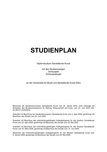 STUDIENPLAN - Max Reinhardt Seminar