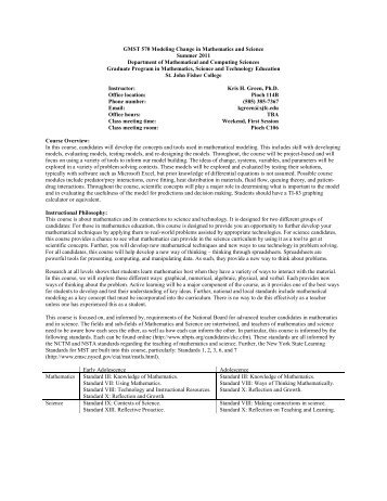 GMST 570 Modeling Change in Mathematics and Science Summer ...