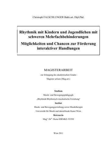 Christoph FALSCHLUNGER Bakk.art. Dipl.Päd. - Universität für ...