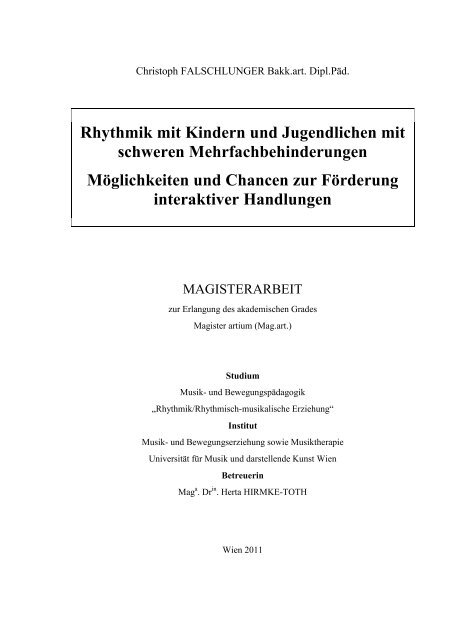 Christoph FALSCHLUNGER Bakk.art. Dipl.Päd. - Universität für ...