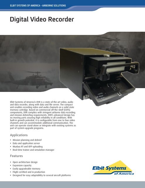 Digital Video Recorder Data Sheet - Elbit Systems of America