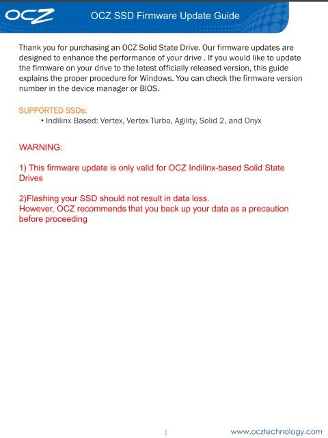 OCZ SSD Firmware Update Guide - OCZ Technology