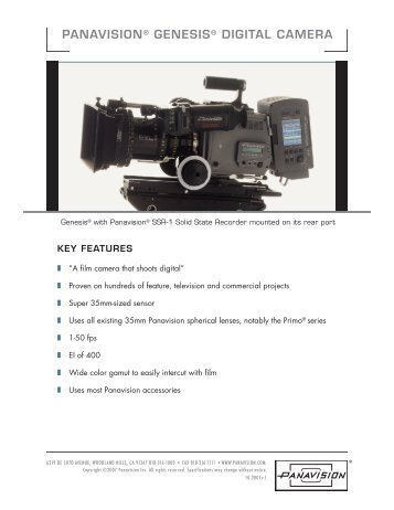 Panavision Genesis Digital Camera - Prasad Group