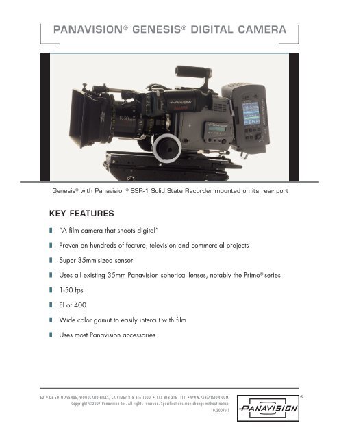 Panavision Genesis Digital Camera - Prasad Group