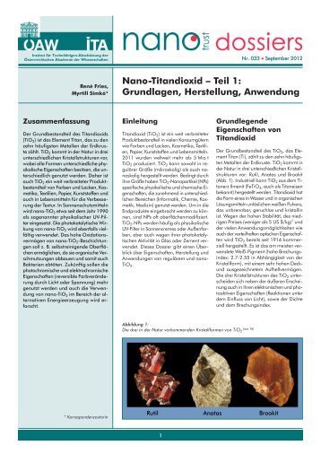 Nano-Titandioxid – Teil 1 - Österreichische Akademie der ...