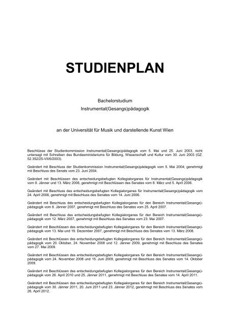 aktueller Studienplan als PDF - Universität für Musik und ...