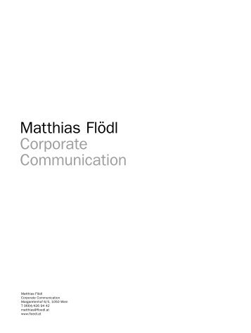 Referenzen - Matthias Floedl Corporate Communication