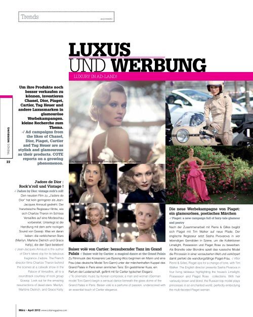 LUXUSUNDWERBUNG - Cote Magazine