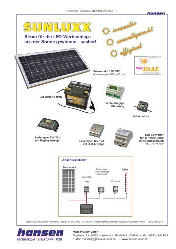 SUNLUXX - 12 Volt Solarakku - Hansen