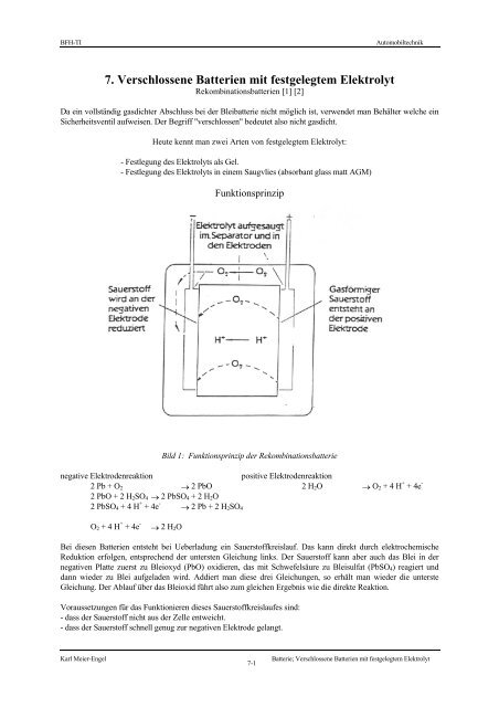 7. Verschlossene Batterien mit festgelegtem Elektrolyt