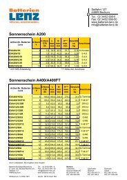 Sonnenschein A200 Sonnenschein A400/A400FT - Batterien Lenz