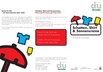 Hautkrebs Info Flyer für Kinder - Schatten, Shirt und Sonnencreme