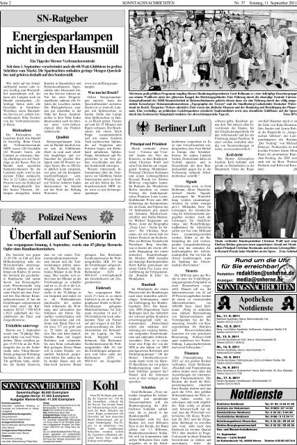 Tel. 0 23 23 / 5 40 95 - Sonntagsnachrichten