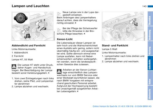 Online Version für Sach-Nr. 01 40 0 158 016 - © 03 ... - BMWPeople.ru