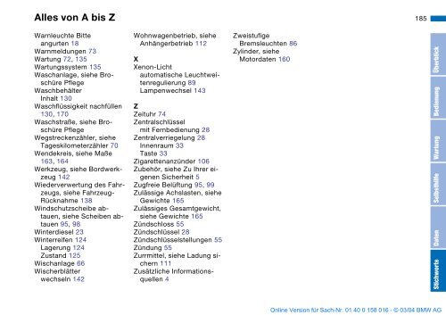 Online Version für Sach-Nr. 01 40 0 158 016 - © 03 ... - BMWPeople.ru