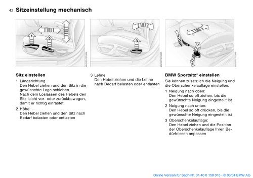 Online Version für Sach-Nr. 01 40 0 158 016 - © 03 ... - BMWPeople.ru