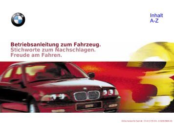 Betriebsanleitung zum Fahrzeug. Stichworte zum ... - BMW