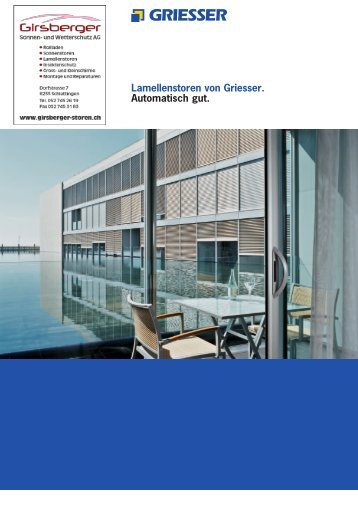 Lamellenstoren von Griesser. Automatisch gut. - Girsberger Sonnen