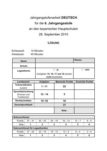 Jahrgangstufenarbeit DEUTSCH für die 6. Jahrgangsstufe an ... - ISB