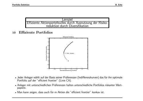 Materialien zur Vorlesung ”Portfolio-Selektion” - Burkhard Erke