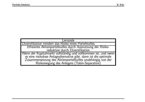 Materialien zur Vorlesung ”Portfolio-Selektion” - Burkhard Erke