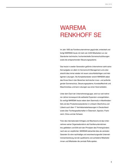 BAU 2013 Die wichtigsten Innovationen und Informationen - Warema