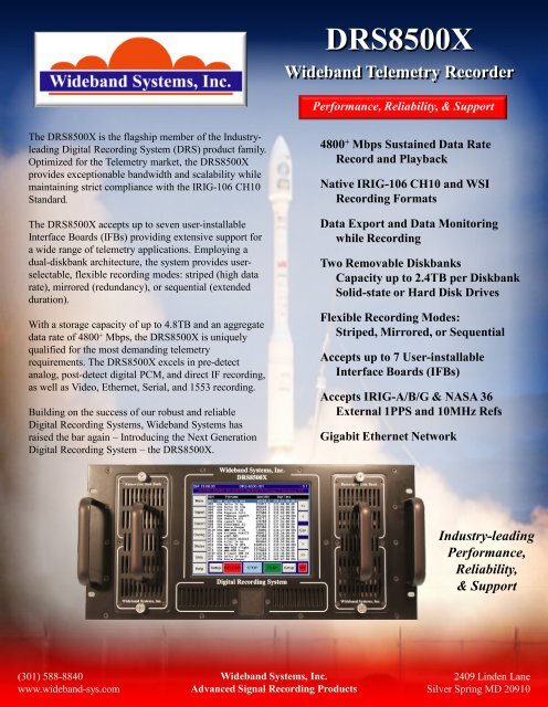 DRS8500X Data Sheet - Wideband Systems, Inc