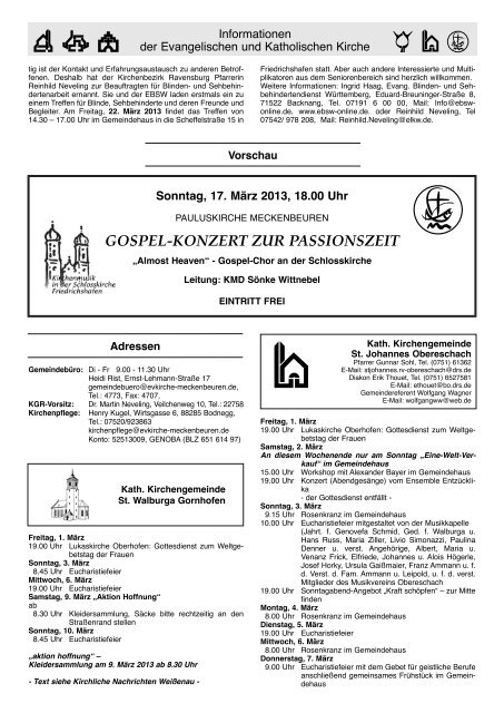 Gemeinde-Nachrichten Meckenbeuren, Nr. 9 vom 02.03.2013