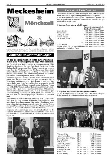 Amtsblatt vom 25.09.09 (3788 kb) - Meckesheim