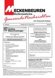 Gemeinde-Nachrichten Meckenbeuren, Nr. 8 vom 23.02.2013