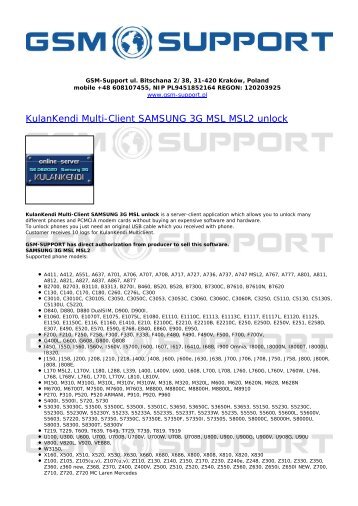 KulanKendi Multi-Client SAMSUNG 3G MSL MSL2 ... - GSM-Support