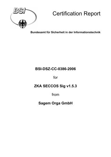 Certification Report BSI-DSZ-CC-0386-2006 - Bundesamt für ...