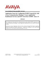 Application Notes for Configuring SNMP Connectivity with Avaya ...