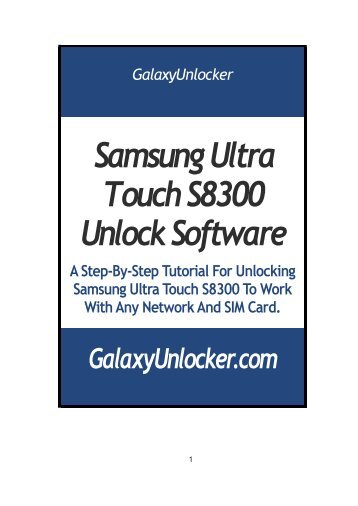 Samsung Ultra Touch S8300 Unlock Software - GalaxyUnlocker